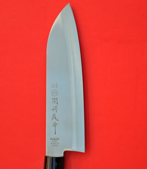 Close-up Lâmina Santoku faca de cozinha Aço inoxidável 165mm Japão Japonês