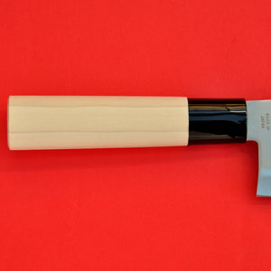 Primer plano Mango Santoku cuchillo de cocina Acero inoxidable 165mm Japón Japonés