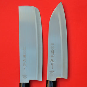 Primer plano Santoku + Nakiri cuchillo de cocina Acero inoxidable 165mm Japón Japonés