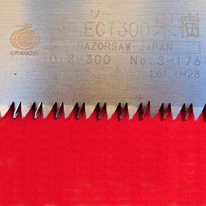 Nahaufnahme der Klinge für den Obstbäume Astschnitt Razorsaw Gyokucho S-176 SELECT 300 mm Hergestellt in Japan