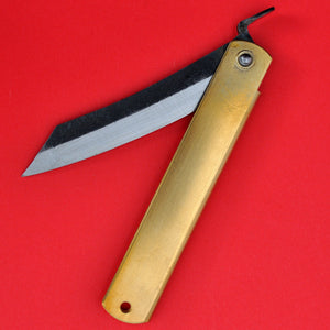 Ouvert NAGAO HIGONOKAMI couteau de poche japaonais AOGAMI laiton 120mm noire