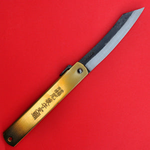 NAGAO HIGONOKAMI couteau de poche japaonais AOGAMI laiton noire