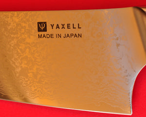 Gros plan YAXELL lame YO-U 69 Damas couteau de chef 210mm + petit couteau 120mm Japon japonais