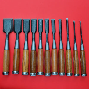 Conjunto de 11 SENKICHI Cinceles de madera oire nomi Japón Japonés herramienta carpintería