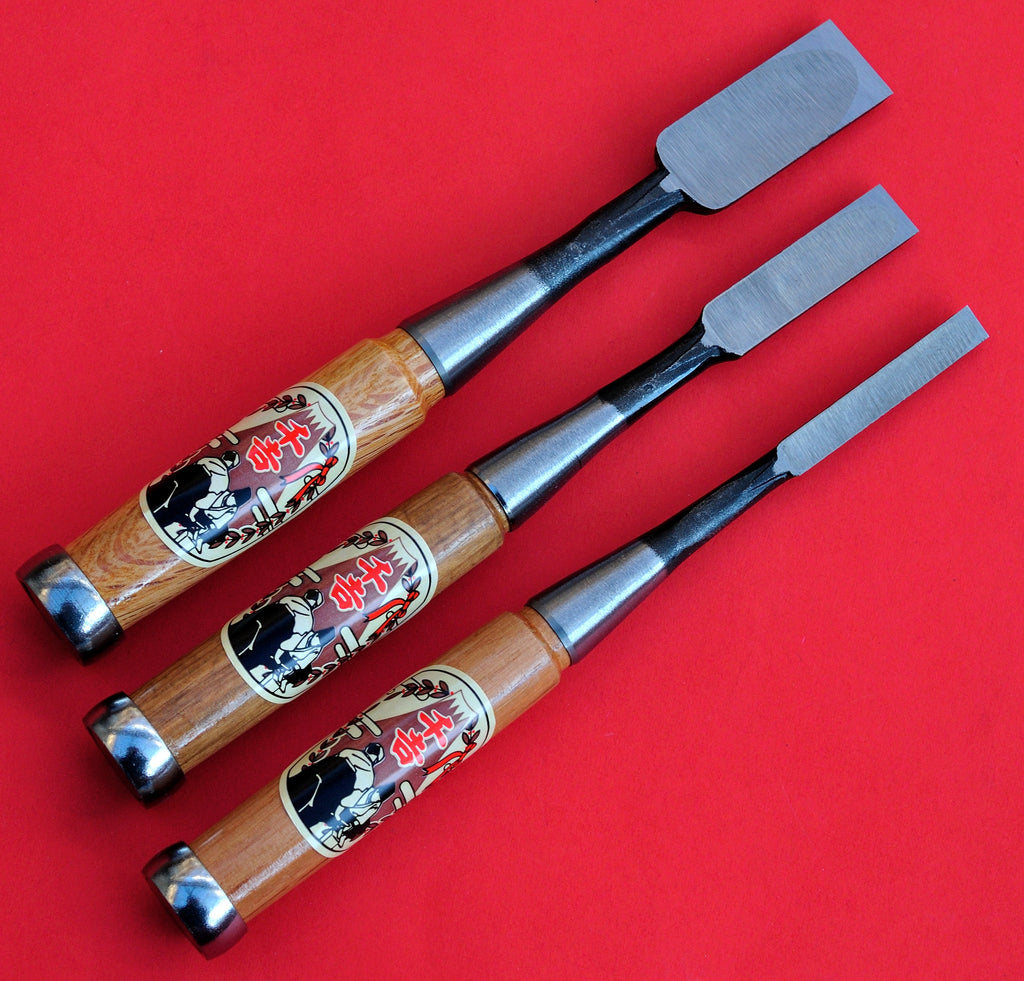 Set 3 SENKICHI Chisel wood Oak handle oire nomi made in Japan 9mm 15mm 24mm