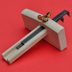 Back side Marking gauge Kebiki with 2 blades Japan dual cutter Fujiwara Japanese woodworking